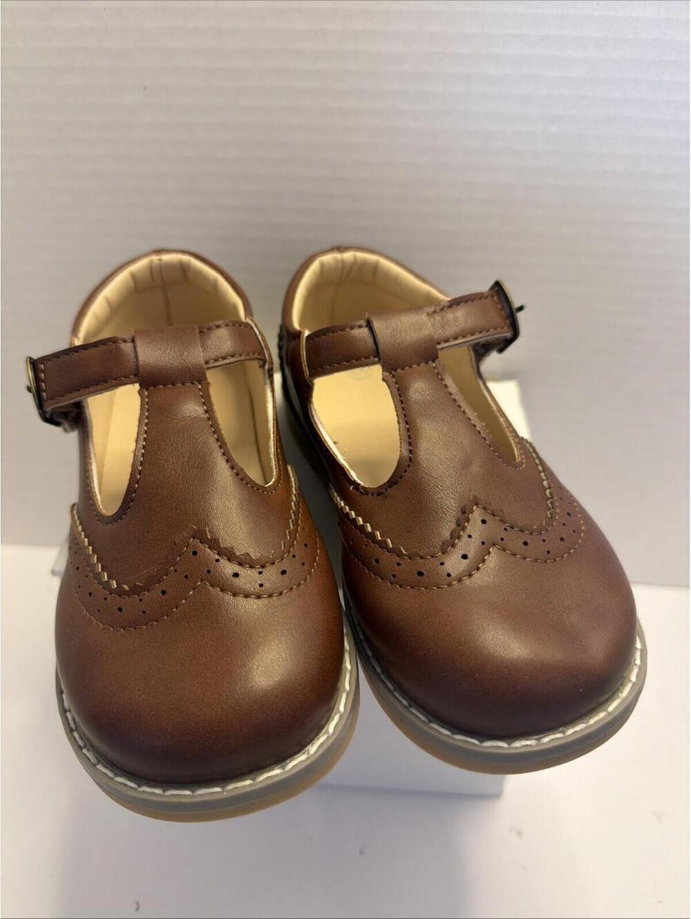 Girls Vintage Style T-Bar Oxford Dress Shoes. Brown. 11.5kids/29EU. New.